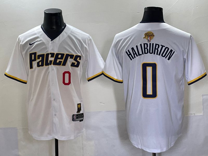 Men 2025 Indiana Pacers #0 Haliburton White Joint Name NBA Jersey style 21